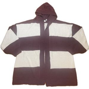 RD Style - Women’s Hooded Cardigan - Deep Burgundy/White Beach - Size L - NWT